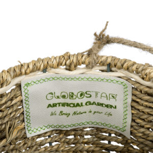 GloboStar® Artificial Garden POROS 20489 Κρεμαστό Πλεκτό Καλάθι – Κασπώ Γλάστρα – Flower Pot Μπεζ Φ20cm x Υ50cm