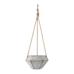 GloboStar® Artificial Garden SARAKINIKO 20490 Κρεμαστό Πήλινο Κεραμικό Κασπώ Γλάστρα – Flower Pot Γκρι Φ10cm x Υ36cm