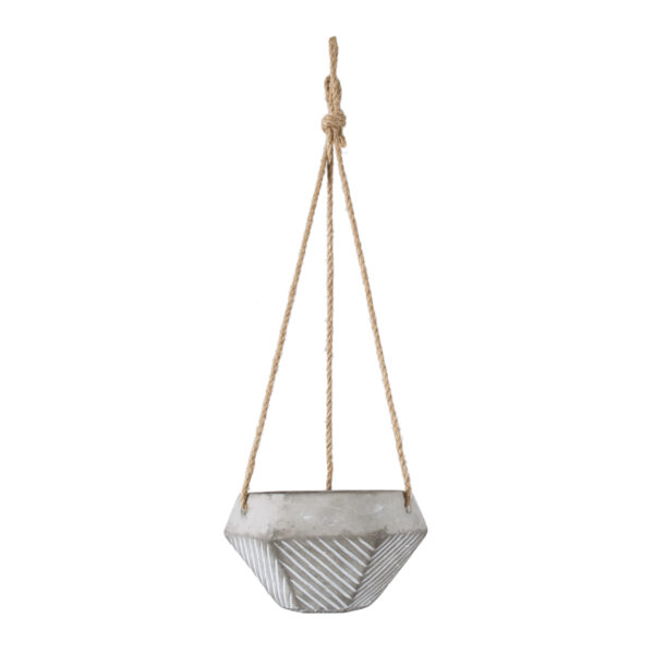 GloboStar® Artificial Garden SARAKINIKO 20490 Κρεμαστό Πήλινο Κεραμικό Κασπώ Γλάστρα – Flower Pot Γκρι Φ10cm x Υ36cm
