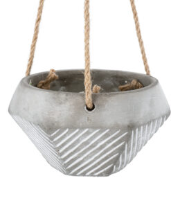 GloboStar® Artificial Garden SARAKINIKO 20490 Κρεμαστό Πήλινο Κεραμικό Κασπώ Γλάστρα – Flower Pot Γκρι Φ10cm x Υ36cm