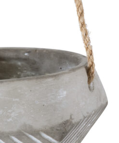 GloboStar® Artificial Garden SARAKINIKO 20490 Κρεμαστό Πήλινο Κεραμικό Κασπώ Γλάστρα – Flower Pot Γκρι Φ10cm x Υ36cm