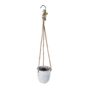 GloboStar® Artificial Garden SCORPIOS 20491 Κρεμαστό Πήλινο Κεραμικό Κασπώ Γλάστρα – Flower Pot Γκρι Φ8.5cm x Υ36cm