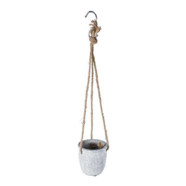 GloboStar® Artificial Garden SCORPIOS 20491 Κρεμαστό Πήλινο Κεραμικό Κασπώ Γλάστρα – Flower Pot Γκρι Φ8.5cm x Υ36cm