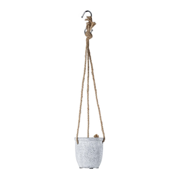 GloboStar® Artificial Garden SCORPIOS 20491 Κρεμαστό Πήλινο Κεραμικό Κασπώ Γλάστρα – Flower Pot Γκρι Φ8.5cm x Υ36cm
