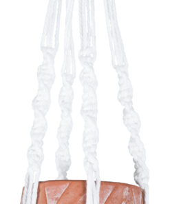 GloboStar® Artificial Garden PSERIMOS 20492 Κρεμαστό Πήλινο Κεραμικό Κασπώ Γλάστρα – Flower Pot Κεραμιδί με Μακραμέ Φ8cm x Υ58cm