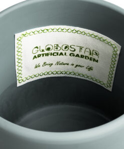 GloboStar® Artificial Garden NAPOLI 20494 Διακοσμητικό Κεραμικό Κασπώ Γλάστρα – Flower Pot Γκρι Μπλε με Χρυσό Φ15 x Υ15cm