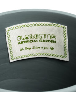 GloboStar® Artificial Garden NAPOLI 20495 Διακοσμητικό Κεραμικό Κασπώ Γλάστρα – Flower Pot Γκρι Μπλε με Χρυσό Φ20 x Υ20cm