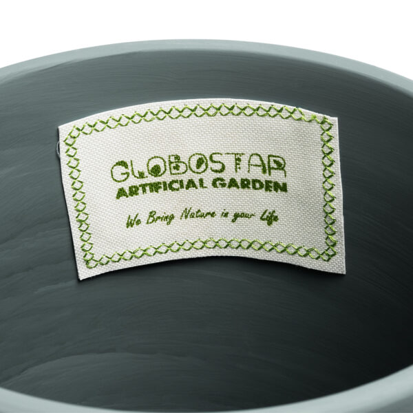 GloboStar® Artificial Garden NAPOLI 20495 Διακοσμητικό Κεραμικό Κασπώ Γλάστρα – Flower Pot Γκρι Μπλε με Χρυσό Φ20 x Υ20cm