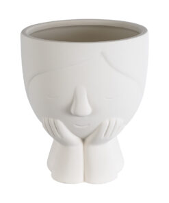 GloboStar® Artificial Garden TOKYO 20496 Διακοσμητικό Κεραμικό Κασπώ Γλάστρα – Flower Pot Λευκό Φ16 x Υ19cm