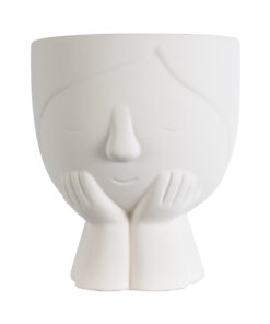 GloboStar® Artificial Garden TOKYO 20496 Διακοσμητικό Κεραμικό Κασπώ Γλάστρα – Flower Pot Λευκό Φ16 x Υ19cm