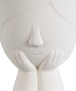 GloboStar® Artificial Garden TOKYO 20496 Διακοσμητικό Κεραμικό Κασπώ Γλάστρα – Flower Pot Λευκό Φ16 x Υ19cm