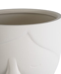 GloboStar® Artificial Garden TOKYO 20496 Διακοσμητικό Κεραμικό Κασπώ Γλάστρα – Flower Pot Λευκό Φ16 x Υ19cm