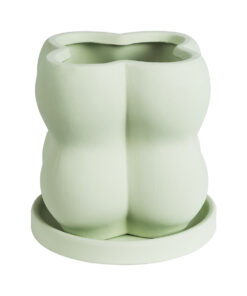 GloboStar® Artificial Garden ATHENA 20499 Διακοσμητικό Κεραμικό Κασπώ Γλάστρα – Flower Pot Πράσινο Ανοιχτό Μ13 x Π13 x Υ14cm