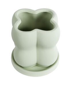 GloboStar® Artificial Garden ATHENA 20499 Διακοσμητικό Κεραμικό Κασπώ Γλάστρα – Flower Pot Πράσινο Ανοιχτό Μ13 x Π13 x Υ14cm