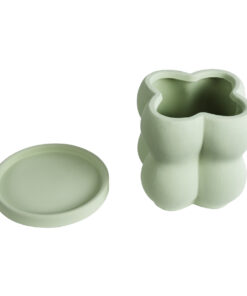 GloboStar® Artificial Garden ATHENA 20499 Διακοσμητικό Κεραμικό Κασπώ Γλάστρα – Flower Pot Πράσινο Ανοιχτό Μ13 x Π13 x Υ14cm