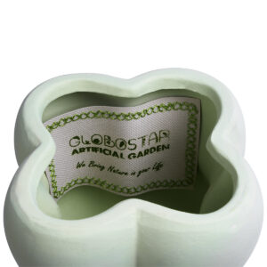 GloboStar® Artificial Garden ATHENA 20499 Διακοσμητικό Κεραμικό Κασπώ Γλάστρα – Flower Pot Πράσινο Ανοιχτό Μ13 x Π13 x Υ14cm