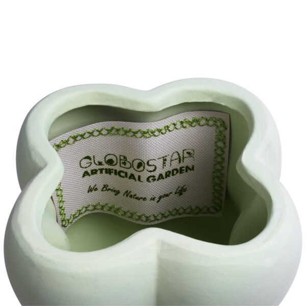 GloboStar® Artificial Garden ATHENA 20499 Διακοσμητικό Κεραμικό Κασπώ Γλάστρα – Flower Pot Πράσινο Ανοιχτό Μ13 x Π13 x Υ14cm