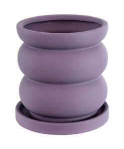 GloboStar® Artificial Garden BOGOTA 20500 Διακοσμητικό Κεραμικό Κασπώ Γλάστρα – Flower Pot Μωβ Φ14 x Υ15cm