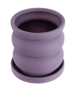 GloboStar® Artificial Garden BOGOTA 20500 Διακοσμητικό Κεραμικό Κασπώ Γλάστρα – Flower Pot Μωβ Φ14 x Υ15cm