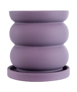 GloboStar® Artificial Garden BOGOTA 20500 Διακοσμητικό Κεραμικό Κασπώ Γλάστρα – Flower Pot Μωβ Φ14 x Υ15cm