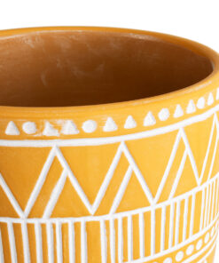 GloboStar® Artificial Garden JAIPUR 20506 Διακοσμητικό Κεραμικό Κασπώ Γλάστρα – Flower Pot Πορτοκαλί με Λευκό Φ16 x Υ16cm