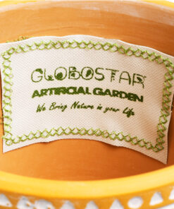 GloboStar® Artificial Garden JAIPUR 20506 Διακοσμητικό Κεραμικό Κασπώ Γλάστρα – Flower Pot Πορτοκαλί με Λευκό Φ16 x Υ16cm