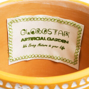 GloboStar® Artificial Garden JAIPUR 20506 Διακοσμητικό Κεραμικό Κασπώ Γλάστρα – Flower Pot Πορτοκαλί με Λευκό Φ16 x Υ16cm