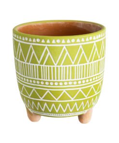 GloboStar® Artificial Garden KENYA 20507 Διακοσμητικό Κεραμικό Κασπώ Γλάστρα – Flower Pot Πράσινο με Λευκό Φ16 x Υ16cm