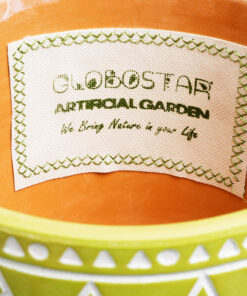 GloboStar® Artificial Garden KENYA 20507 Διακοσμητικό Κεραμικό Κασπώ Γλάστρα – Flower Pot Πράσινο με Λευκό Φ16 x Υ16cm