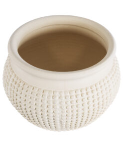 GloboStar® Artificial Garden MORELIA 20510 Διακοσμητικό Κεραμικό Κασπώ Γλάστρα – Flower Pot Μπεζ Φ19 x Υ13cm
