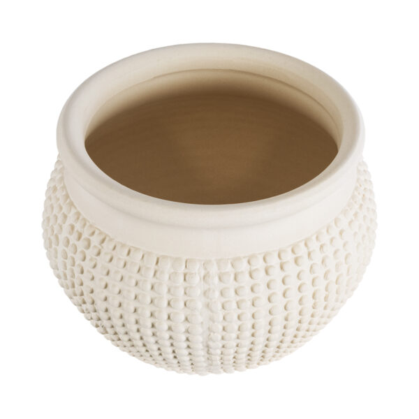 GloboStar® Artificial Garden MORELIA 20510 Διακοσμητικό Κεραμικό Κασπώ Γλάστρα – Flower Pot Μπεζ Φ19 x Υ13cm