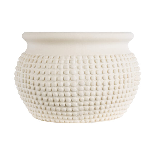 GloboStar® Artificial Garden MORELIA 20510 Διακοσμητικό Κεραμικό Κασπώ Γλάστρα – Flower Pot Μπεζ Φ19 x Υ13cm