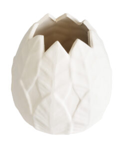 GloboStar® Artificial Garden FLORES 20511 Διακοσμητικό Κεραμικό Κασπώ Γλάστρα – Flower Pot Λευκό Φ15 x Υ16cm