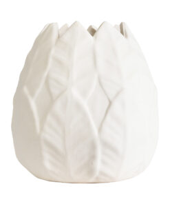 GloboStar® Artificial Garden FLORES 20511 Διακοσμητικό Κεραμικό Κασπώ Γλάστρα – Flower Pot Λευκό Φ15 x Υ16cm