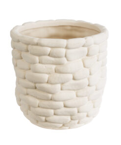 GloboStar® Artificial Garden UBUD 20512 Διακοσμητικό Κεραμικό Κασπώ Γλάστρα – Flower Pot Λευκό Φ15.5 x Υ15cm