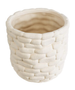 GloboStar® Artificial Garden UBUD 20512 Διακοσμητικό Κεραμικό Κασπώ Γλάστρα – Flower Pot Λευκό Φ15.5 x Υ15cm