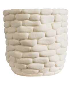 GloboStar® Artificial Garden UBUD 20512 Διακοσμητικό Κεραμικό Κασπώ Γλάστρα – Flower Pot Λευκό Φ15.5 x Υ15cm