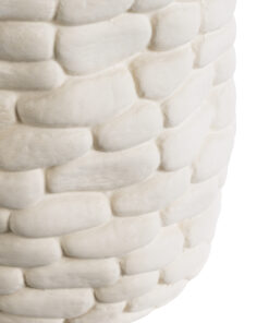 GloboStar® Artificial Garden UBUD 20512 Διακοσμητικό Κεραμικό Κασπώ Γλάστρα – Flower Pot Λευκό Φ15.5 x Υ15cm