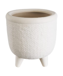 GloboStar® Artificial Garden YUKATAN 20513 Διακοσμητικό Κεραμικό Κασπώ Γλάστρα – Flower Pot Μπεζ Φ16 x Υ17.5cm
