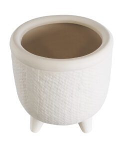 GloboStar® Artificial Garden YUKATAN 20513 Διακοσμητικό Κεραμικό Κασπώ Γλάστρα – Flower Pot Μπεζ Φ16 x Υ17.5cm