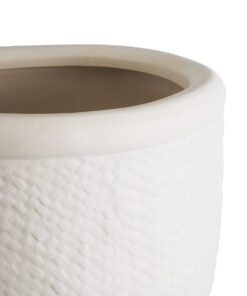 GloboStar® Artificial Garden YUKATAN 20513 Διακοσμητικό Κεραμικό Κασπώ Γλάστρα – Flower Pot Μπεζ Φ16 x Υ17.5cm