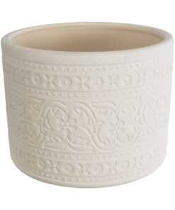 GloboStar® Artificial Garden BERATAN 20514 Διακοσμητικό Κεραμικό Κασπώ Γλάστρα – Flower Pot Λευκό Φ19 x Υ16cm