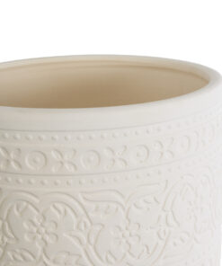 GloboStar® Artificial Garden BERATAN 20514 Διακοσμητικό Κεραμικό Κασπώ Γλάστρα – Flower Pot Λευκό Φ19 x Υ16cm