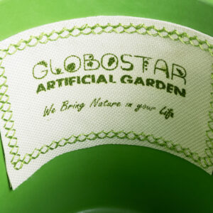 GloboStar® Artificial Garden ASWAN 20515 Διακοσμητικό Κεραμικό Κασπώ Γλάστρα – Flower Pot Λευκό με Πράσινο Φ14 x Υ13cm