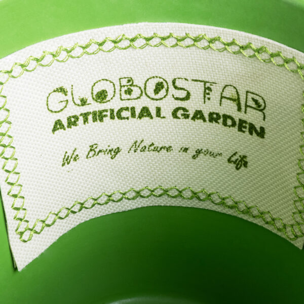GloboStar® Artificial Garden ASWAN 20515 Διακοσμητικό Κεραμικό Κασπώ Γλάστρα – Flower Pot Λευκό με Πράσινο Φ14 x Υ13cm