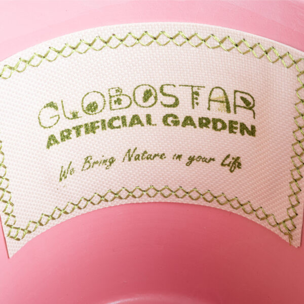 GloboStar® Artificial Garden CAIRO 20516 Διακοσμητικό Κεραμικό Κασπώ Γλάστρα – Flower Pot Λευκό με Ροζ Φ14 x Υ13cm
