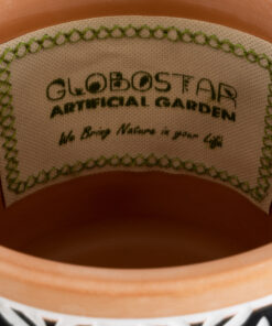GloboStar® Artificial Garden AGRA 20522 Διακοσμητικό Κεραμικό Κασπώ Γλάστρα – Flower Pot Μαύρο με Λευκό και Μπεζ Φ14.5 x Υ13cm
