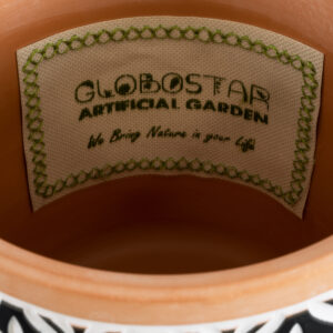 GloboStar® Artificial Garden AGRA 20522 Διακοσμητικό Κεραμικό Κασπώ Γλάστρα – Flower Pot Μαύρο με Λευκό και Μπεζ Φ14.5 x Υ13cm