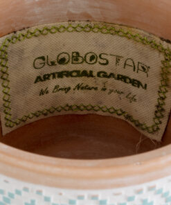 GloboStar® Artificial Garden DELHI 20523 Διακοσμητικό Κεραμικό Κασπώ Γλάστρα – Flower Pot Γαλάζιο με Λευκό και Μπεζ Φ14.5 x Υ13cm