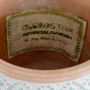 GloboStar® Artificial Garden DELHI 20523 Διακοσμητικό Κεραμικό Κασπώ Γλάστρα – Flower Pot Γαλάζιο με Λευκό και Μπεζ Φ14.5 x Υ13cm